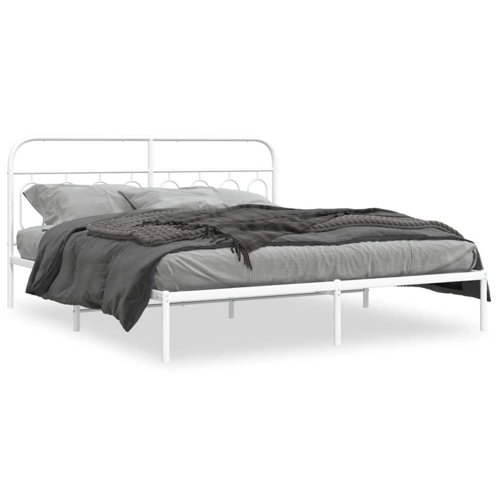 vidaXL Bedframe met hoofdbord metaal wit 183x213 cm, foto 3