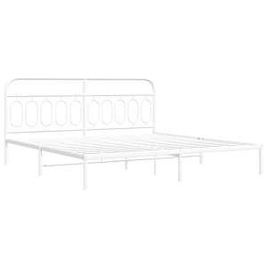 Kovový rám postele s čelem bílý 200 x 200 cm - obrázek 3