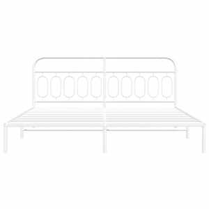 Kovový rám postele s čelem bílý 200 x 200 cm - obrázek 4