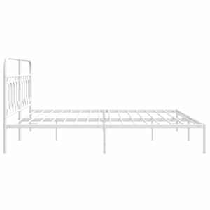 Kovový rám postele s čelem bílý 200 x 200 cm - obrázek 5