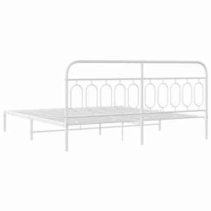 Kovový rám postele s čelem bílý 200 x 200 cm - obrázek 6