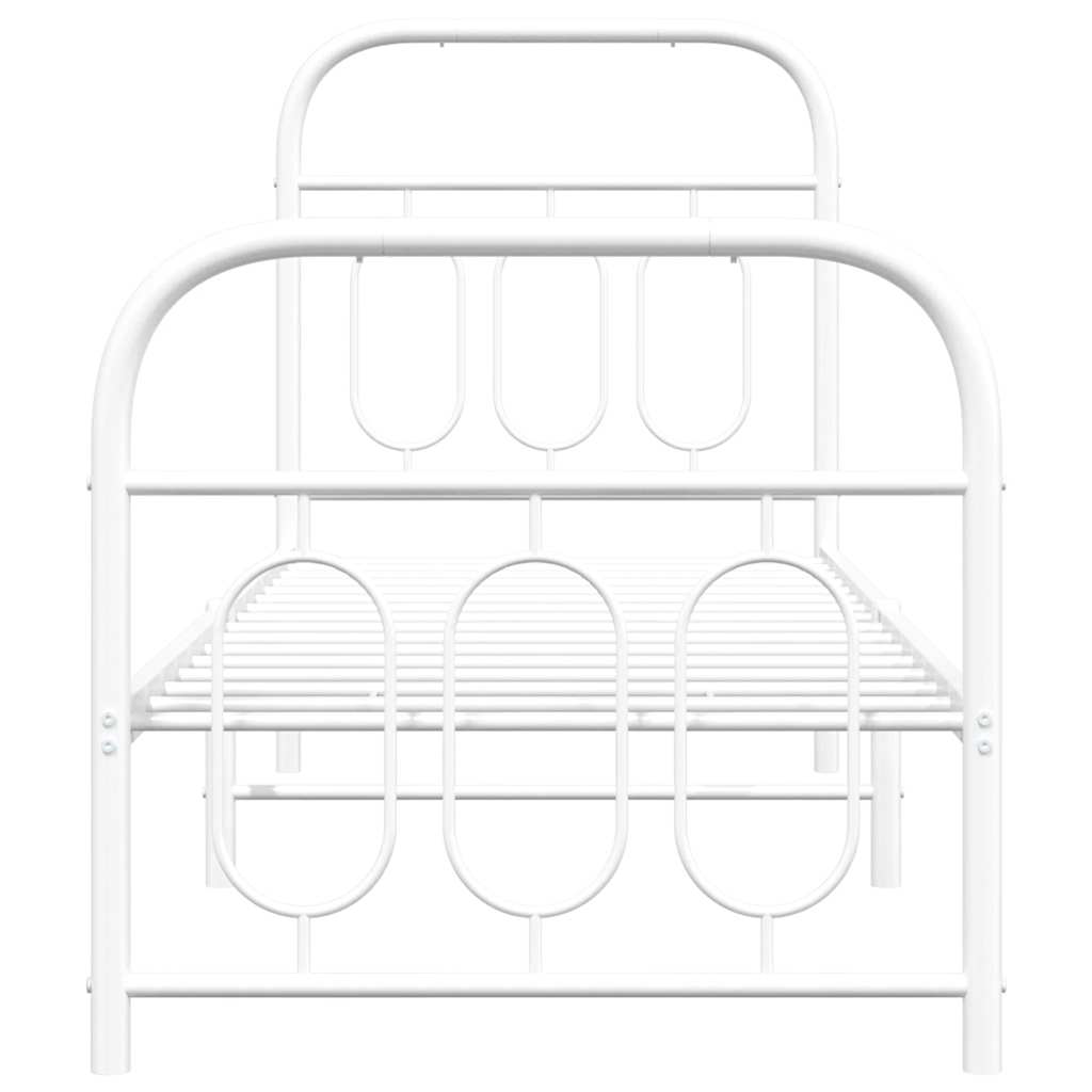 vidaXL Bedframe met hoofd- en voeteneinde metaal wit 75x190 cm, foto 4