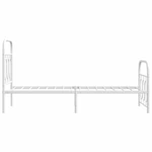 Kovový rám postele s hlavovým a nožním čelem bílý 75 x 190 cm - obrázek 5