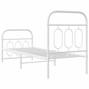 Kovový rám postele s hlavovým a nožním čelem bílý 75 x 190 cm - obrázek 6