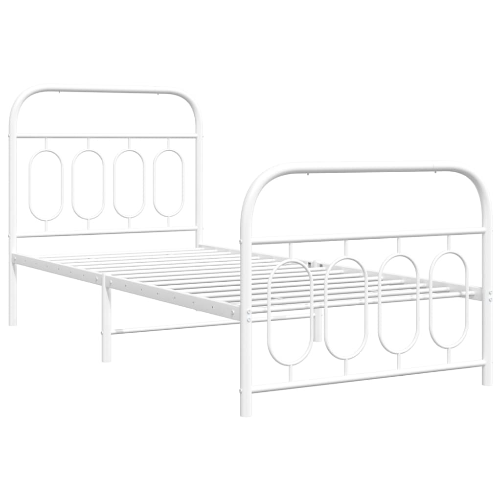 vidaXL Metallinen sängynrunko päädyillä valkoinen 80x200 cm