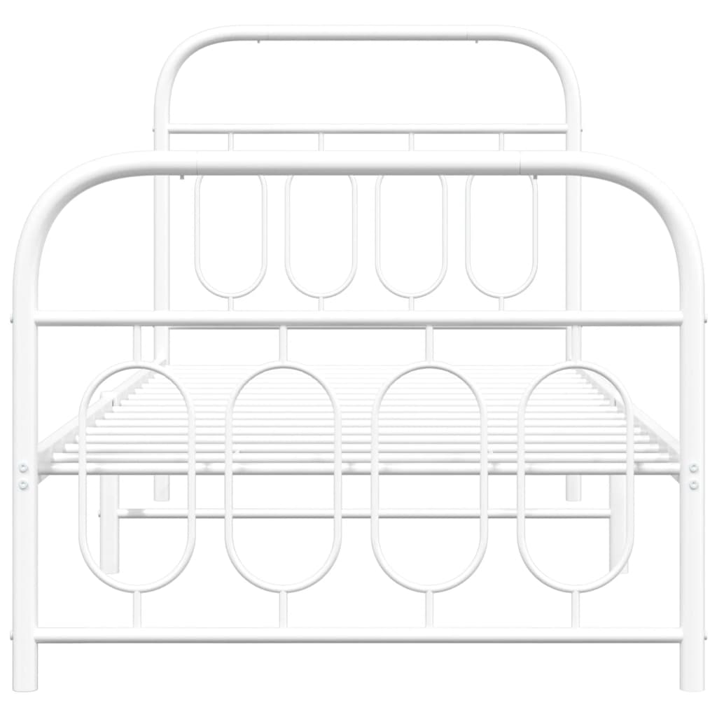 vidaXL Bedframe met hoofd- en voeteneinde metaal wit 80x200 cm, foto 4