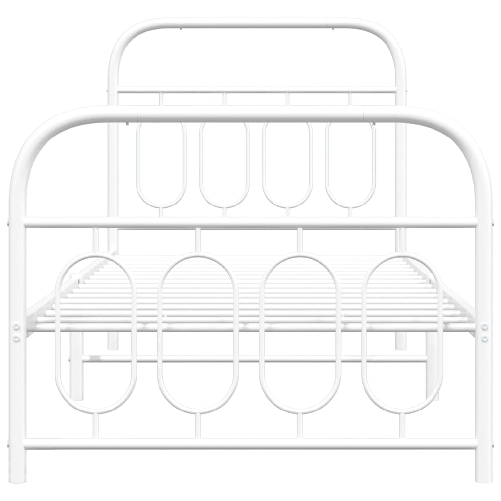 vidaXL Bedframe met hoofd- en voeteneinde metaal wit 90x200 cm, foto 4