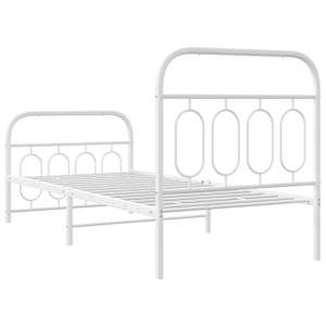 Kovový rám postele s hlavovým a nožním čelem bílý 90 x 200 cm - obrázek 6