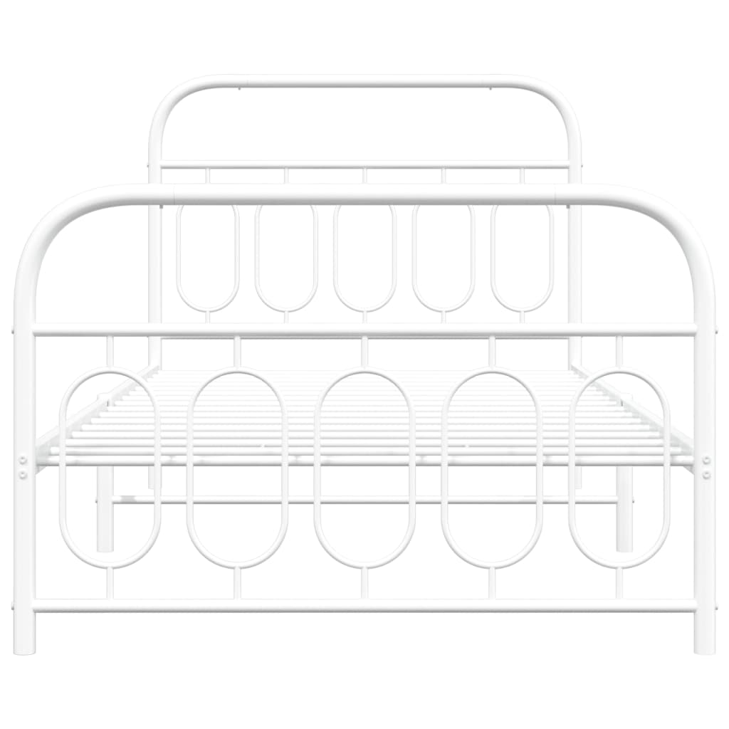 vidaXL Bedframe met hoofd- en voeteneinde metaal wit 107x203 cm, foto 4