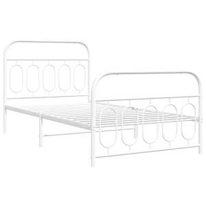 Kovový rám postele s hlavovým a nožním čelem bílý 107 x 203 cm - obrázek 3