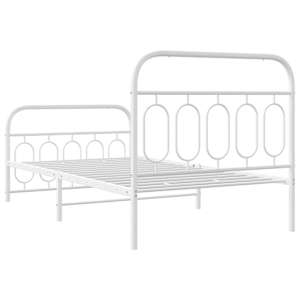 Kovový rám postele s hlavovým a nožním čelem bílý 107 x 203 cm - obrázek 6