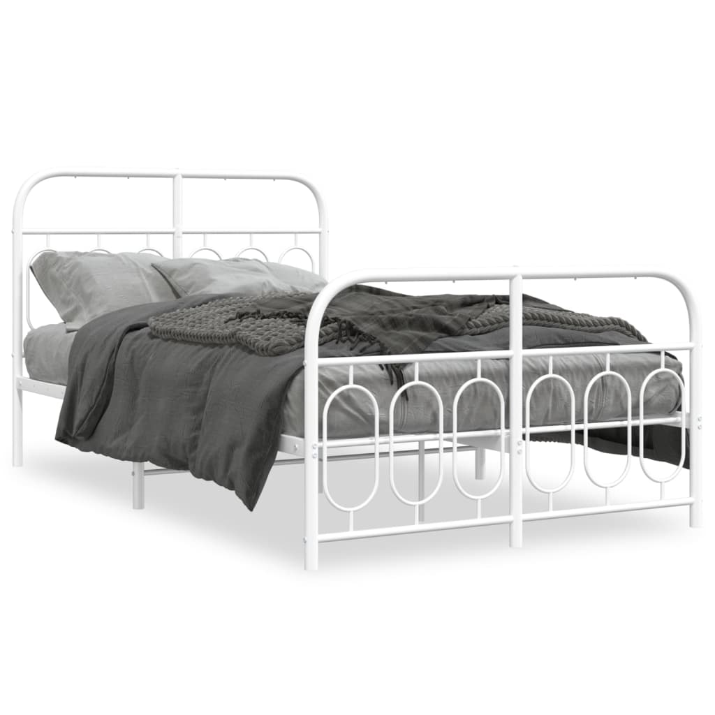 vidaXL Bedframe met hoofd- en voeteneinde metaal wit 120x200 cm, foto 3