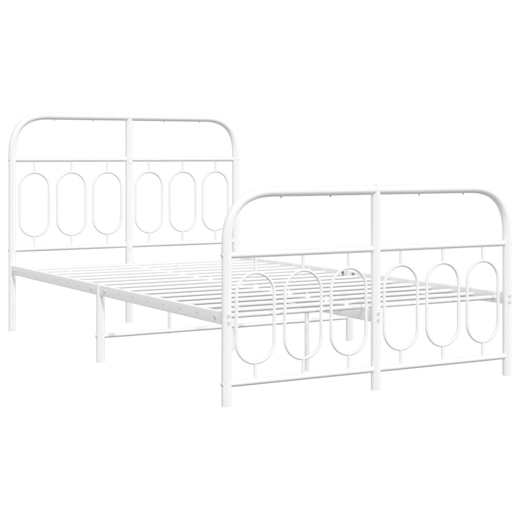 vidaXL Bedframe met hoofd- en voeteneinde metaal wit 120x200 cm afbeelding