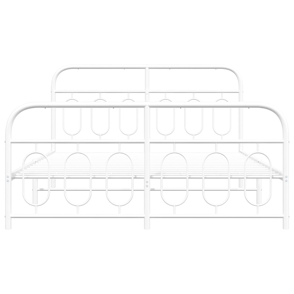 vidaXL Bedframe met hoofd- en voeteneinde metaal wit 135x190 cm, foto 4