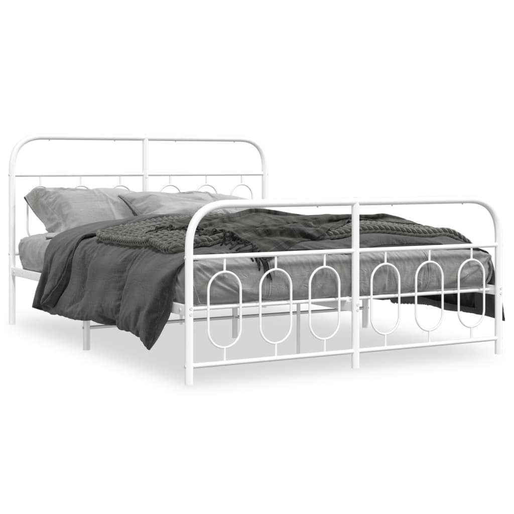 vidaXL Bedframe met hoofd- en voeteneinde metaal wit 140x190 cm, foto 3