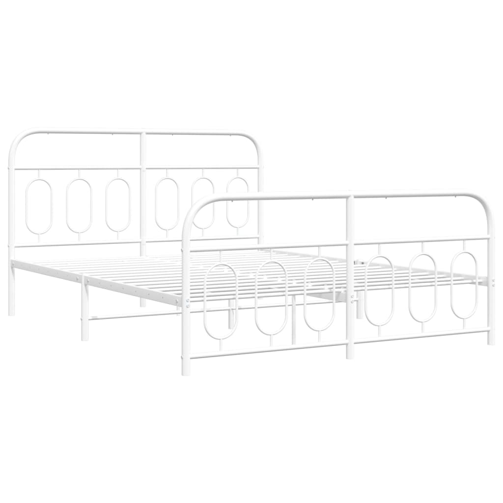 vidaXL Bedframe met hoofd- en voeteneinde metaal wit 140x190 cm afbeelding