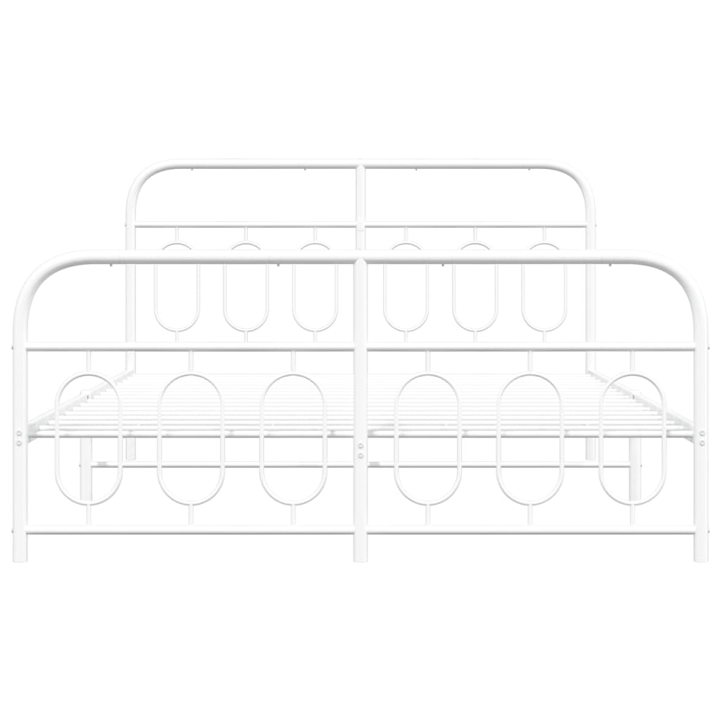 vidaXL Bedframe met hoofd- en voeteneinde metaal wit 150x200 cm, foto 4