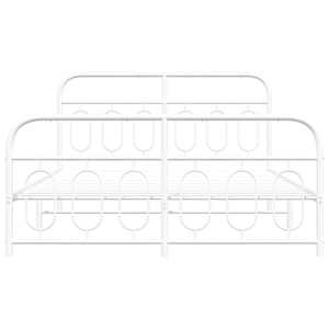 Kovový rám postele s hlavovým a nožním čelem bílý 150 x 200 cm - obrázek 4