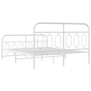 Kovový rám postele s hlavovým a nožním čelem bílý 150 x 200 cm - obrázek 5
