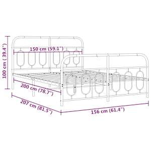 Kovový rám postele s hlavovým a nožním čelem bílý 150 x 200 cm - obrázek 8