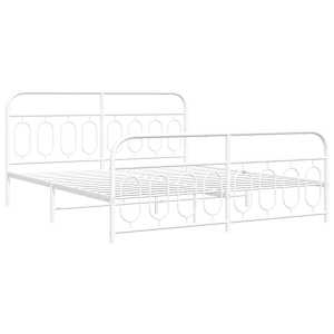 Kovový rám postele s hlavovým a nožním čelem bílý 160 x 200 cm - obrázek 3