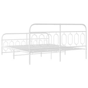 Kovový rám postele s hlavovým a nožním čelem bílý 160 x 200 cm - obrázek 6