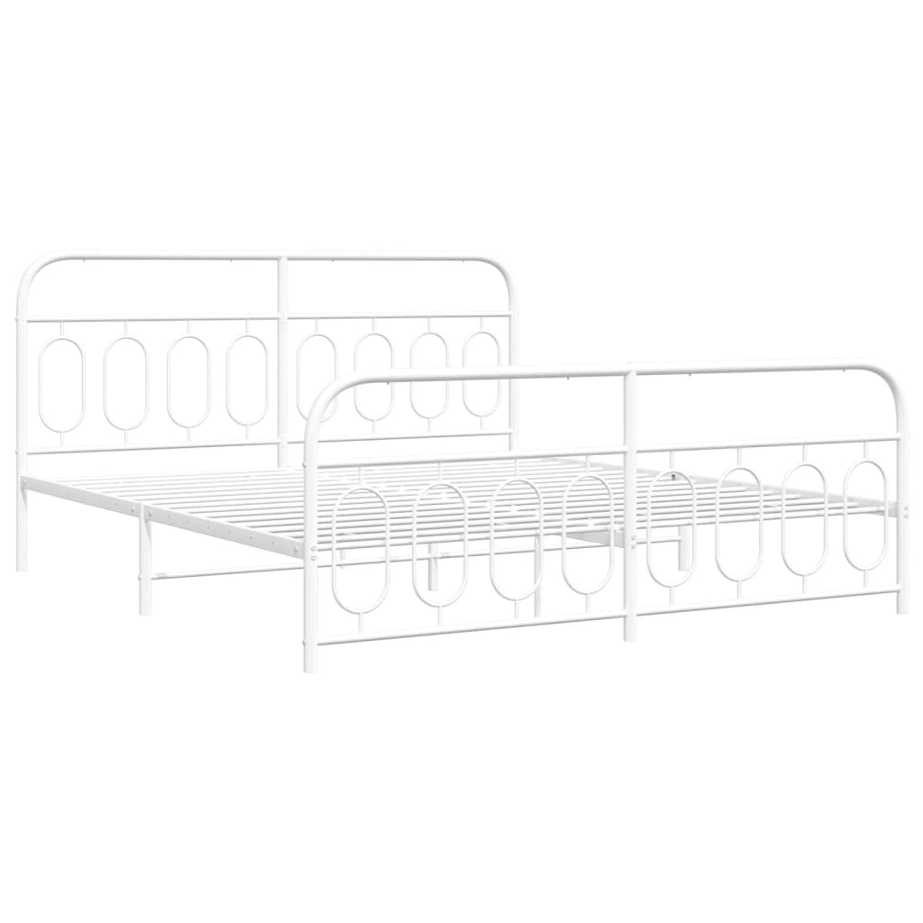 vidaXL Bedframe met hoofd- en voeteneinde metaal wit 183x213 cm afbeelding