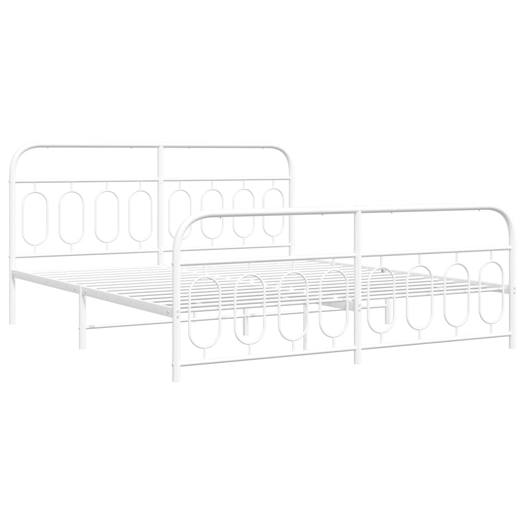 vidaXL Bedframe met hoofd- en voeteneinde metaal wit 193x203 cm afbeelding