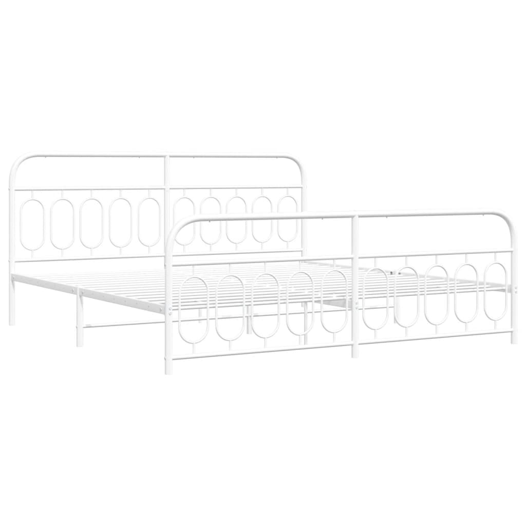 vidaXL fehér fém ágykeret fej- és lábtámlával 200x200 cm