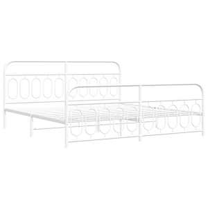 Kovový rám postele s hlavovým a nožním čelem bílý 200 x 200 cm - obrázek 3