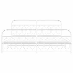 Kovový rám postele s hlavovým a nožním čelem bílý 200 x 200 cm - obrázek 4