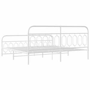 Kovový rám postele s hlavovým a nožním čelem bílý 200 x 200 cm - obrázek 6