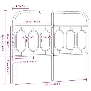 Kovové náhradní čelo postele bílé 120 cm - obrázek 6