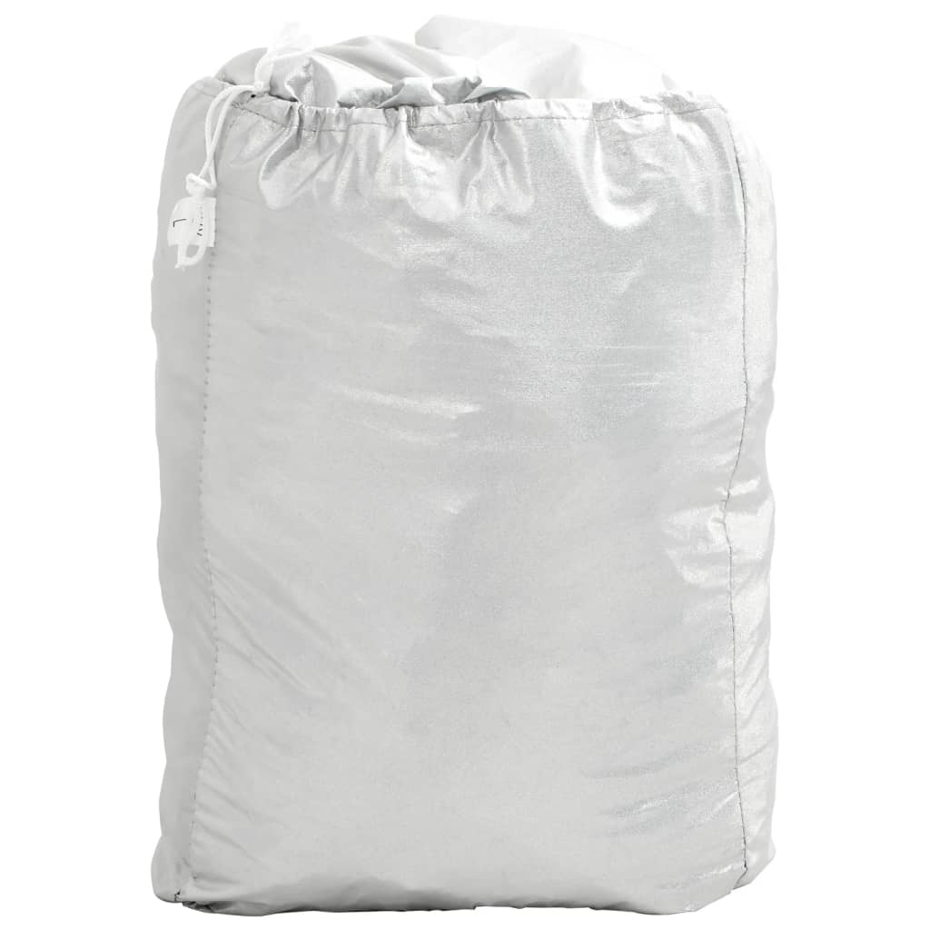 VidaXL Mezza Copertura Auto Esterna Argento Con Ganci | Tessuto PEVA 3 Strati: Alluminio, PEVA E Cotone | Protezione UV, Pioggia E Graffi | Taglia M 261x161x63 Cm