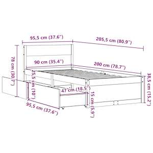 Postel bez matrace bílá 90 x 200 cm masivní borovice - obrázek 10