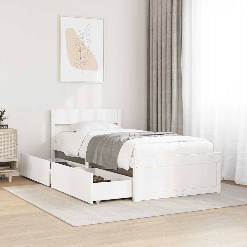 vidaXL sengeramme uden madras 90x200 cm massivt fyrretræ hvid
