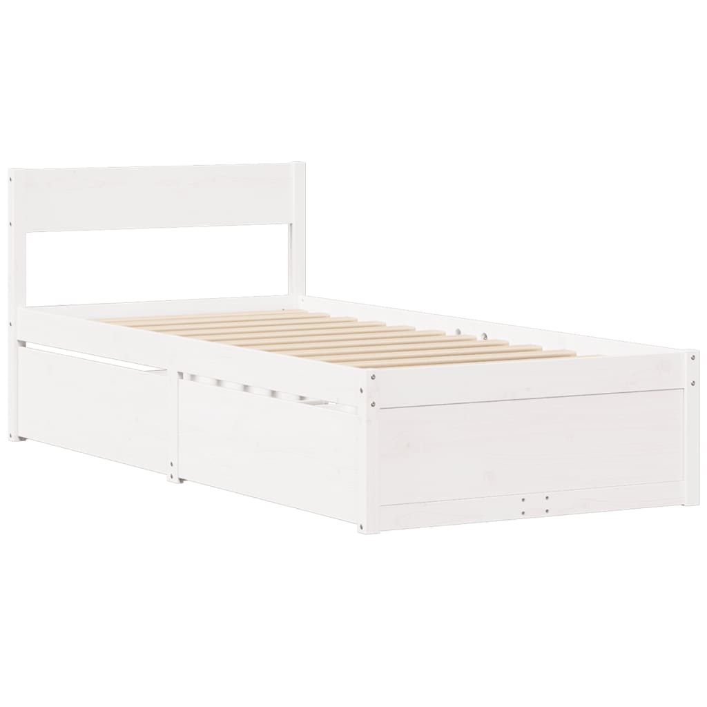 vidaXL Bedframe zonder matras massief grenenhout wit 75x190 cm afbeelding