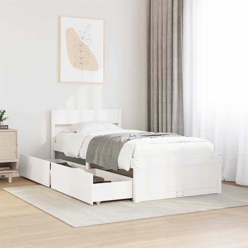 vidaXL sengeramme uden madras 75x190 cm massivt fyrretræ hvid