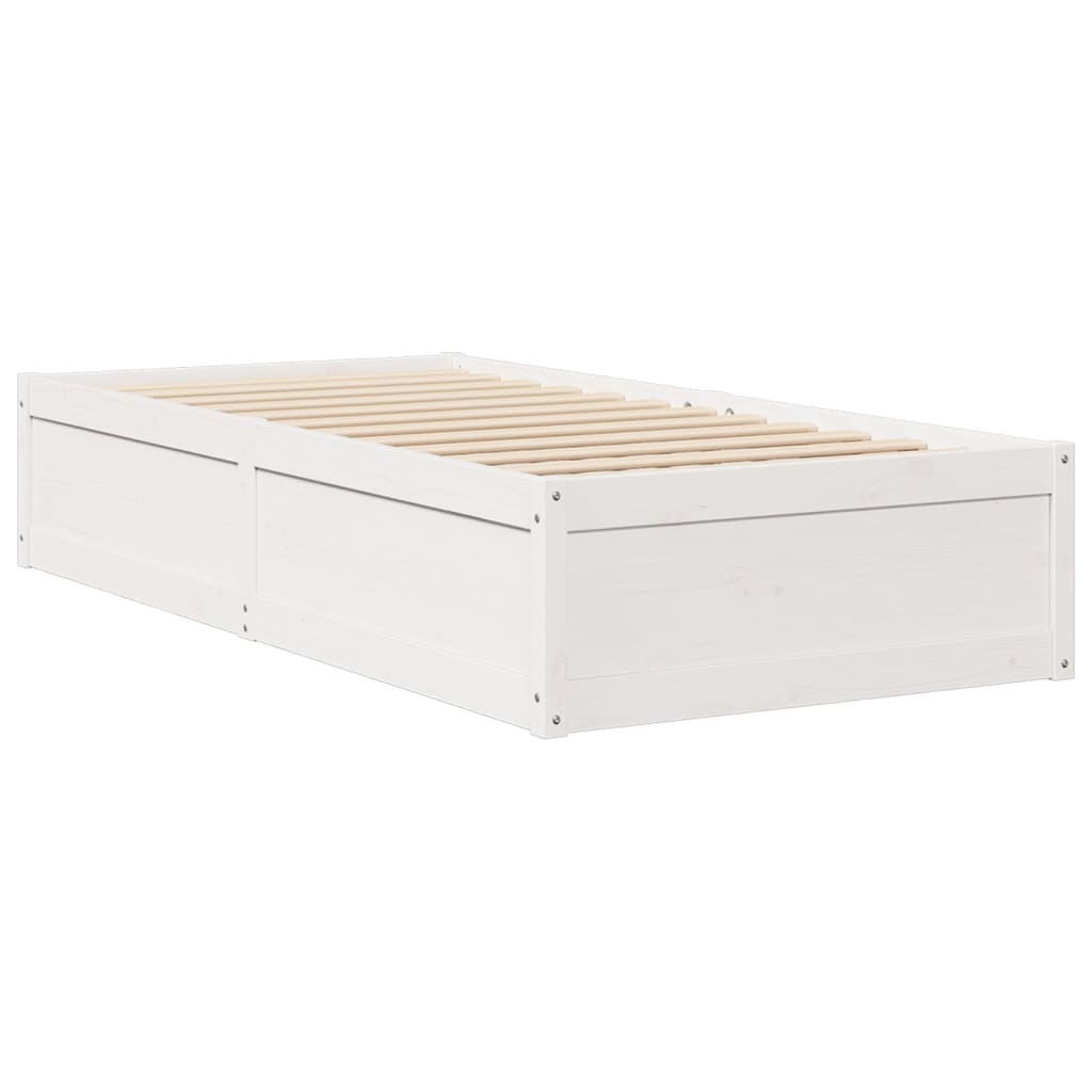 vidaXL Bedframe zonder matras massief grenenhout wit 90x200 cm afbeelding
