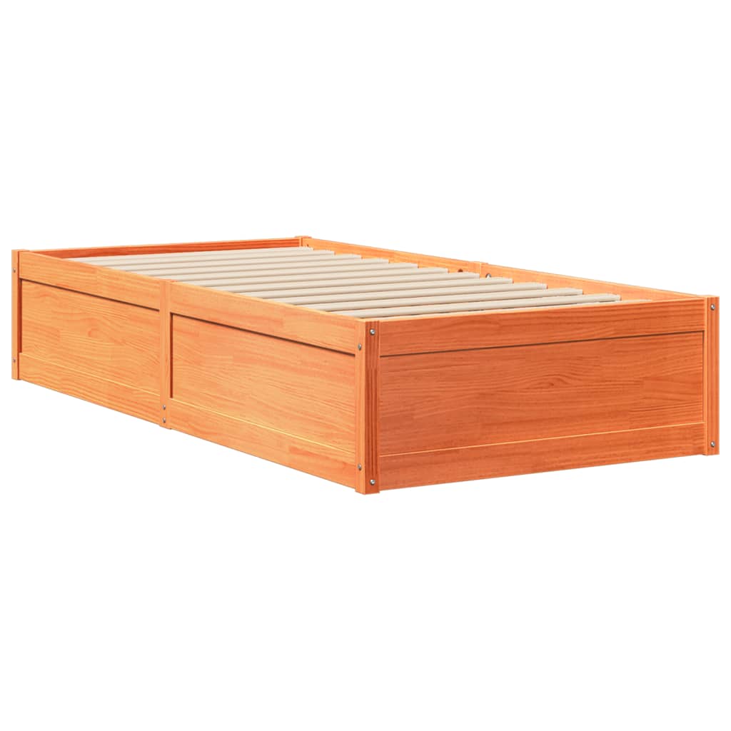 vidaXL Bedframe zonder matras massief grenenhout wasbruin 90x200 cm afbeelding