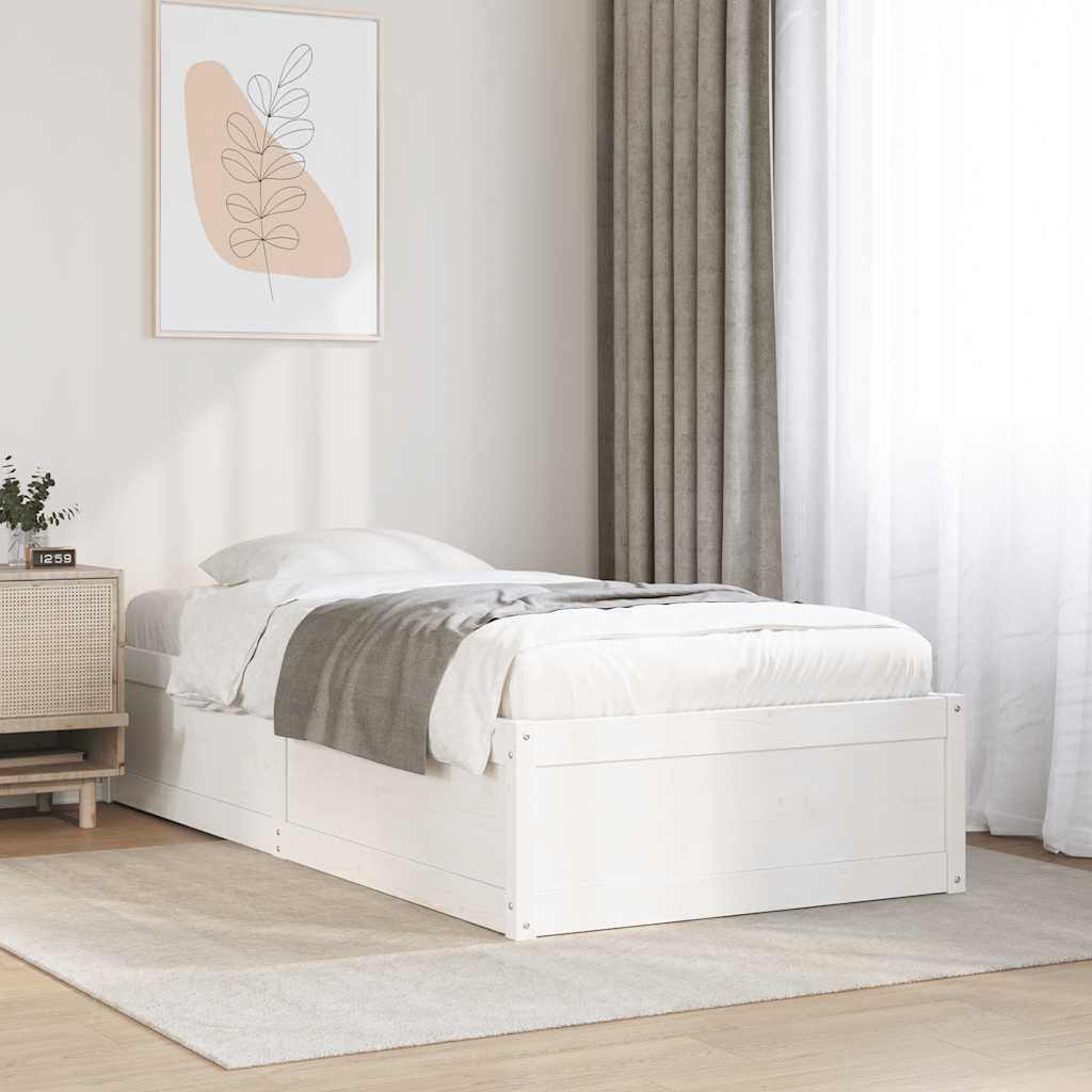 vidaXL sengeramme uden madras 90x190 cm massivt fyrretræ hvid