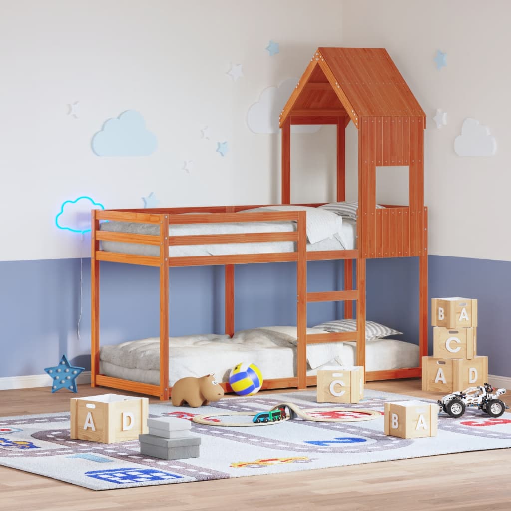 vidaXL Dach für Kinderbett Wachsbraun 55x99x139,5 cm Massivholz