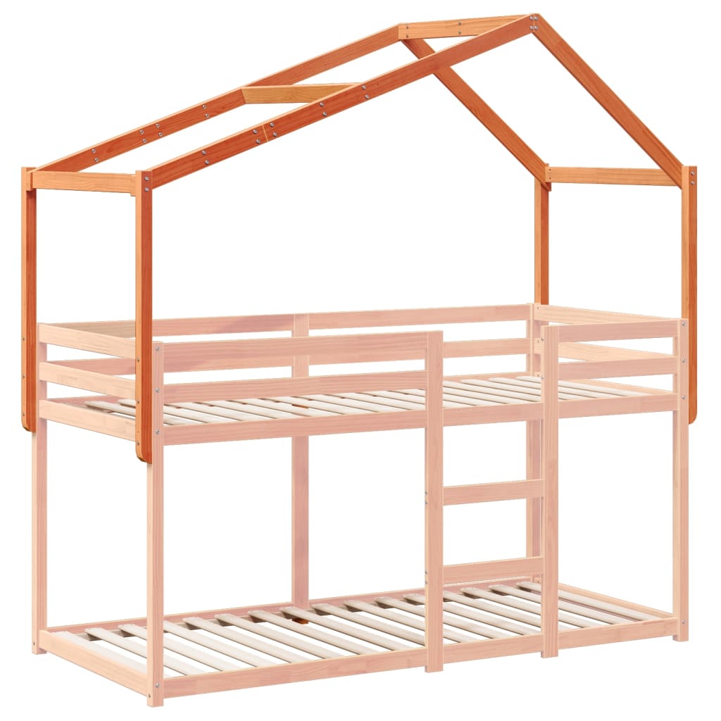 vidaXL Kinderbedhuisje 213x95,5x144,5 cm massief grenenhout wasbruin afbeelding
