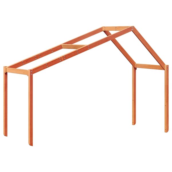 vidaXL lastevoodi katus, vahapruun, 203 x 95,5 x 142 cm, m&auml;nnipuit