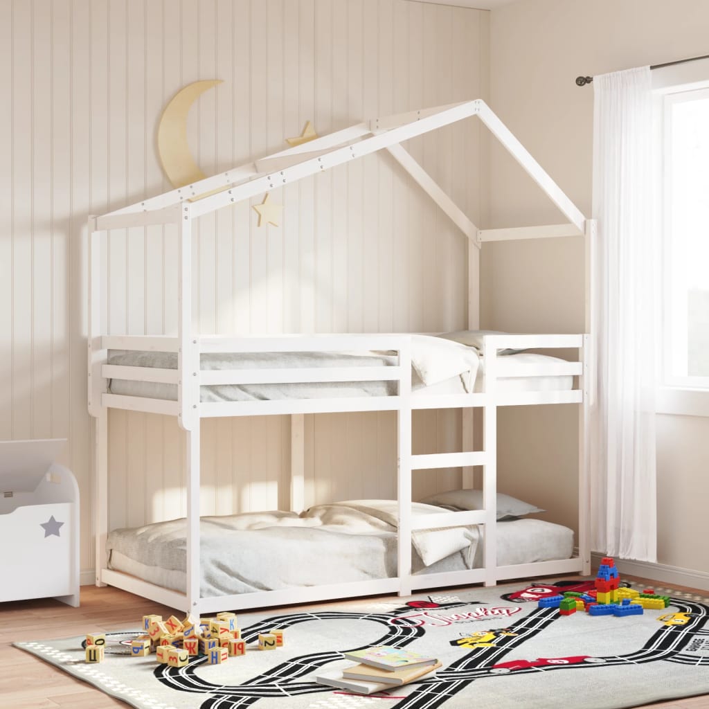 vidaXL Acoperiș pat de copii, alb, 203x80,5x142 cm, lemn masiv de pin