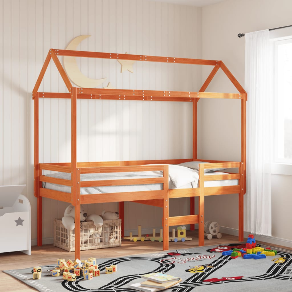 vidaXL Dach für Kinderbett Wachsbraun 217x85,5x154cm Massivholz Kiefer