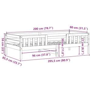 Postel bez matrace bílá 80 x 200 cm masivní borovice - obrázek 9