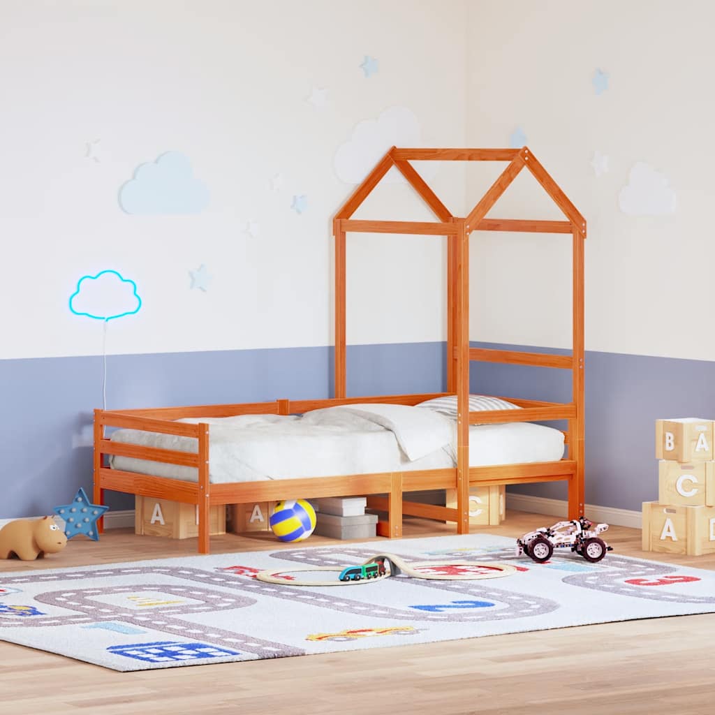vidaXL Dach für Kinderbett Wachsbraun 108x70x176,5cm Massivholz Kiefer