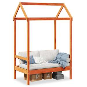 Klop s streho voščeno rjavo 117,5x70x176,5 cm trdna borovina