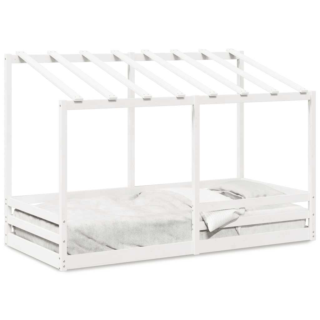 vidaXL Kinderbed met bedhuis 100x200 cm massief grenenhout wit, foto 3